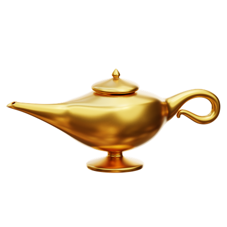 Aladdin Gold Lamp 3D Illustration