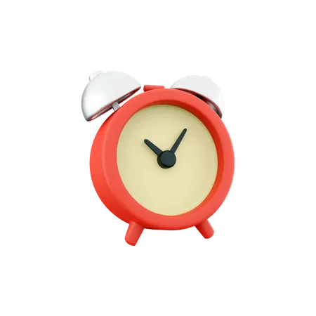 3 D Rendering Red Vintage Alarm Clock On White Background Minimal Creative Concept 3 D Render Red Vintage Clock Icon 3D Icon