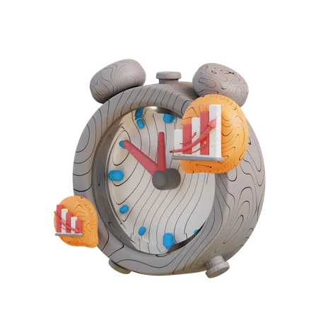 3 D Illustration Business Chart Change Time 3D Icon