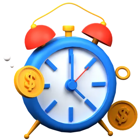 3 D Alarm Clock And Gold Coins In A Realistic Style Money Investment Concept Loans Income And Financial Savings Fast Money Vector Illustration 3D Icon