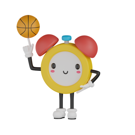 Alarm Clock With Basketball  3D Icon