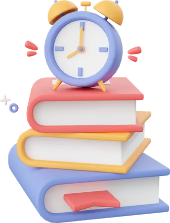 Alarm Clock With Books  3D Icon