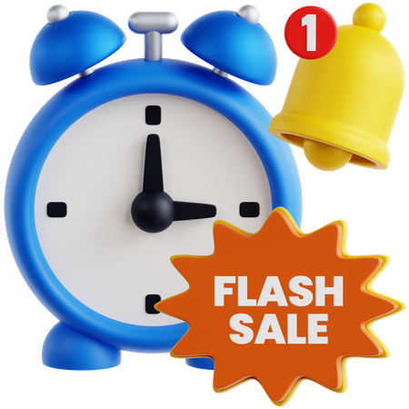 Alarm Clock With Flash Sale Event  3D Icon