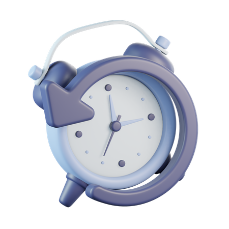 Alarm Clock with Reverse Arrow  3D Icon