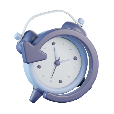 Alarm Clock with Reverse Arrow  3D Icon