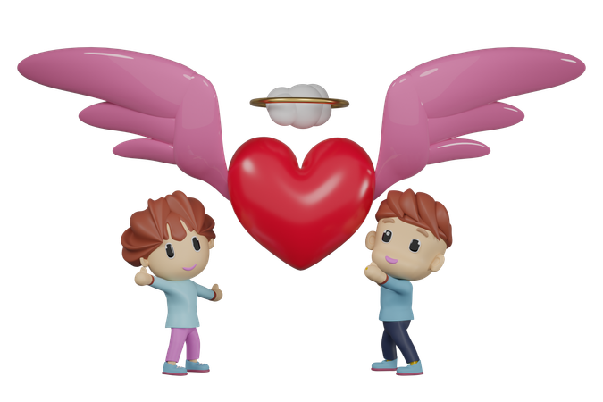 Alas de corazon  3D Icon