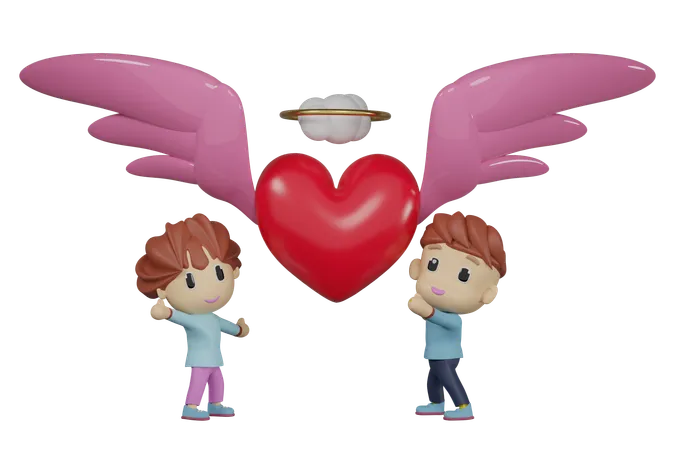 Alas de corazon  3D Icon