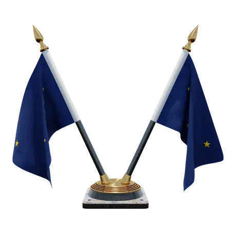 Doppelter Tischflaggenständer für Alaska  3D Flag