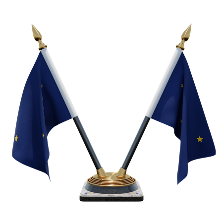 Support de drapeau de bureau double Alaska  3D Flag