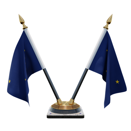 Alaska Double Desk Flag Stand 3D Illustration