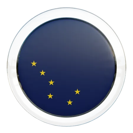 Alaska Round Flag  3D Icon