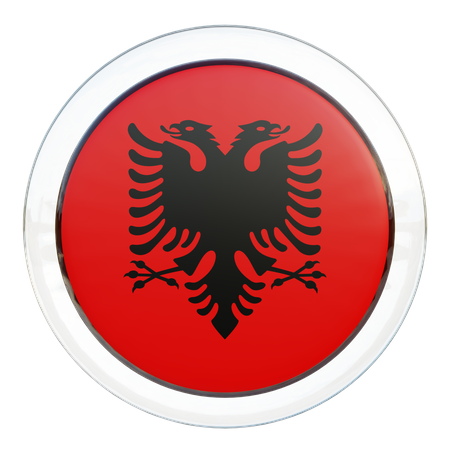 Albania Flag Glass  3D Icon