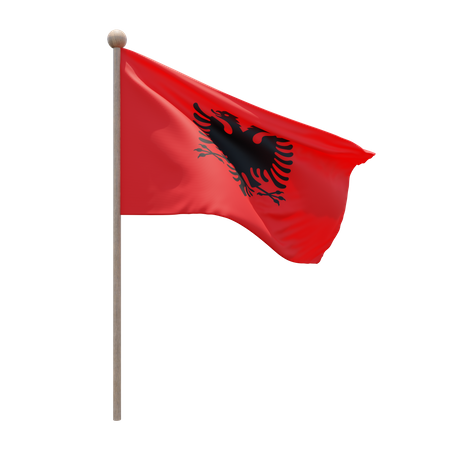 Albania Flag Pole  3D Flag