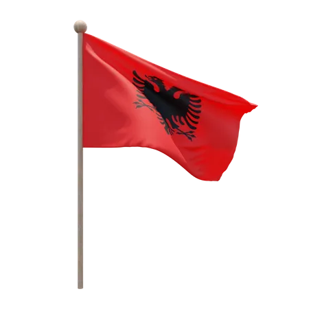 Albania Flag Pole  3D Flag