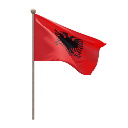 Albania Flag Pole 3D Illustration