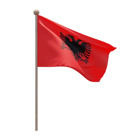 Albania Flag Pole 3D Illustration