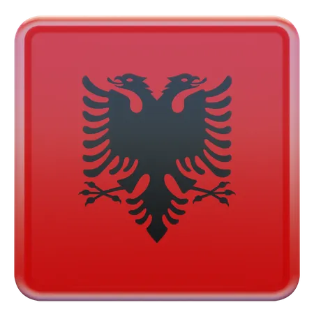 Albania Square Flag 3D Icon