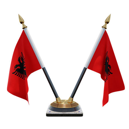 Suporte de bandeira de mesa dupla da Albânia  3D Flag