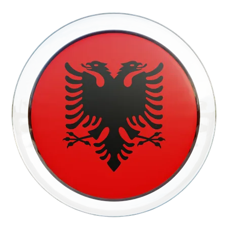 Drapeau rond de l'Albanie  3D Icon