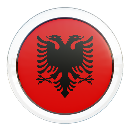 Albanien Runde Flagge  3D Icon
