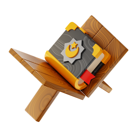 Alcorão e suporte de madeira  3D Icon