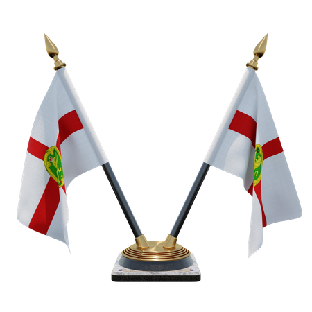 Alderney Double (V) Desk Flag Stand  3D Icon