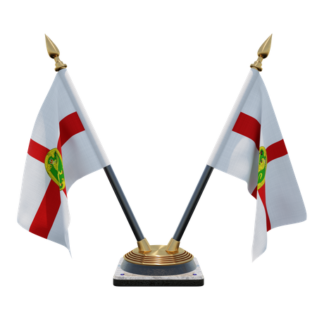 Soporte para bandera de escritorio doble Alderney  3D Flag
