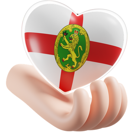 Alderney Flag Heart Hand Care  3D Icon