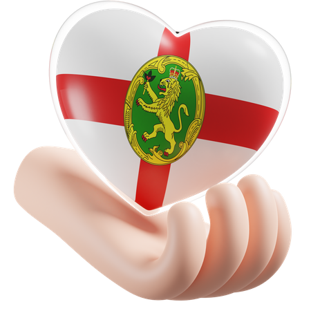Alderney Flag Heart Hand Care 3D Icon