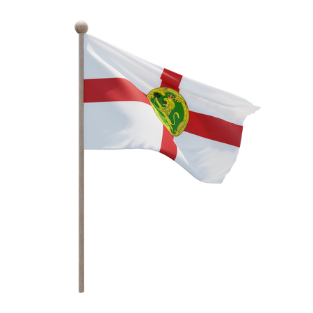 Alderney Flag Pole  3D Flag