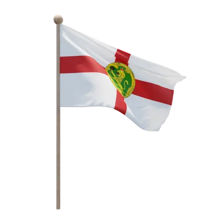 Alderney Flag Pole  3D Flag