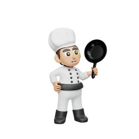 Ale Chef Holding Pan  3D Illustration