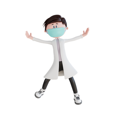 Doctor joven alegre  3D Illustration