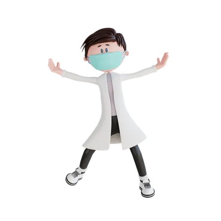 Doctor joven alegre  3D Illustration