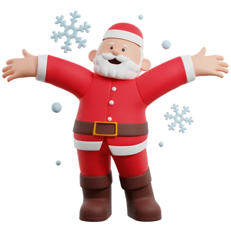 Papai Noel alegre com flocos de neve  3D Illustration