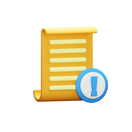 Alert Document  3D Icon