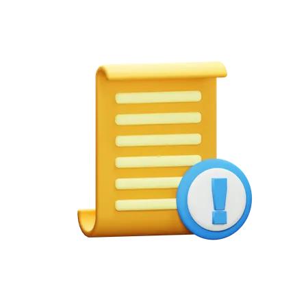 Alert Document  3D Icon