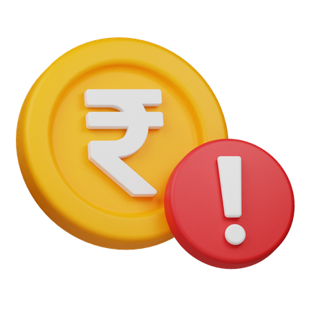 Alert Rupee Coin  3D Icon