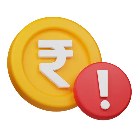 Alert Rupee Coin  3D Icon