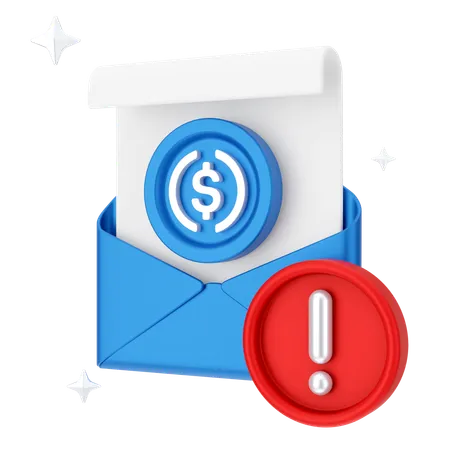 Alerta de correo en dólares  3D Icon