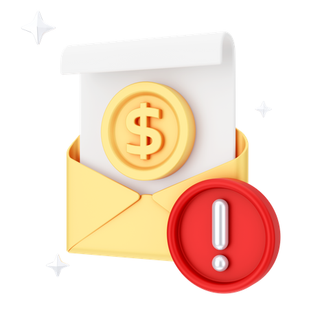 Alerta de correo en dólares  3D Icon