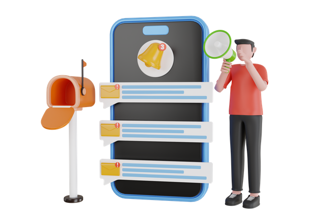 Alertas de notificação por e-mail para novas mensagens  3D Icon