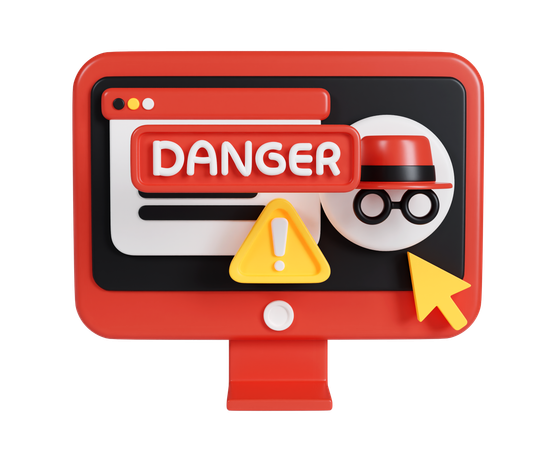 Alerte de danger d'identité en ligne  3D Icon