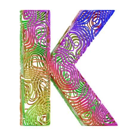 Alfabeto forma abstrata k  3D Icon