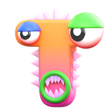 T monstruo alfabeto  3D Icon