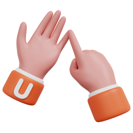Alfabetos gesto u  3D Icon