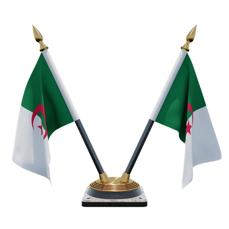 Algeria Double Desk Flag Stand  3D Flag