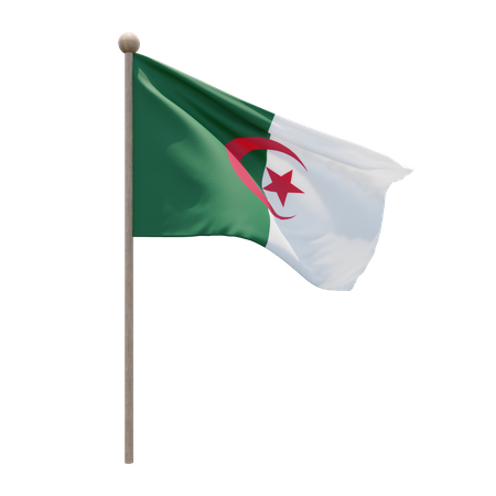 Algeria Flag Pole  3D Flag