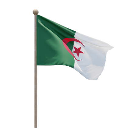 Algeria Flag Pole  3D Illustration