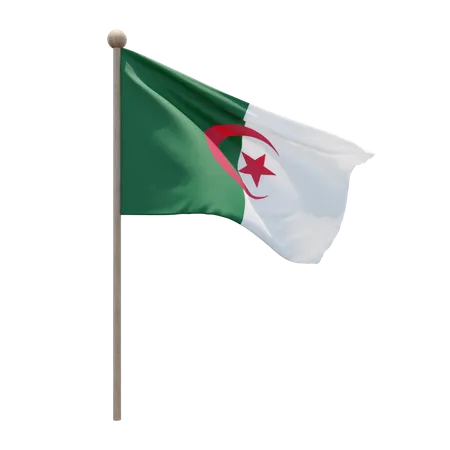 Algeria Flag Pole  3D Illustration